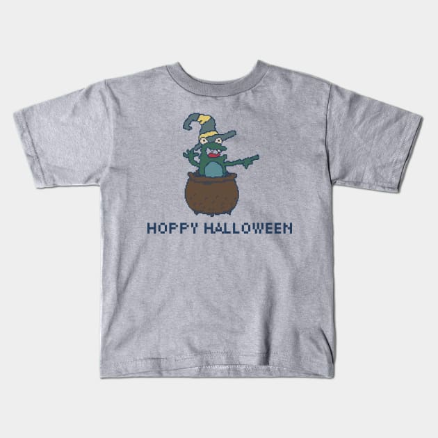 Hoppy Halloween - Frog Boiling 8bit Pixel Art Kids T-Shirt by pxlboy